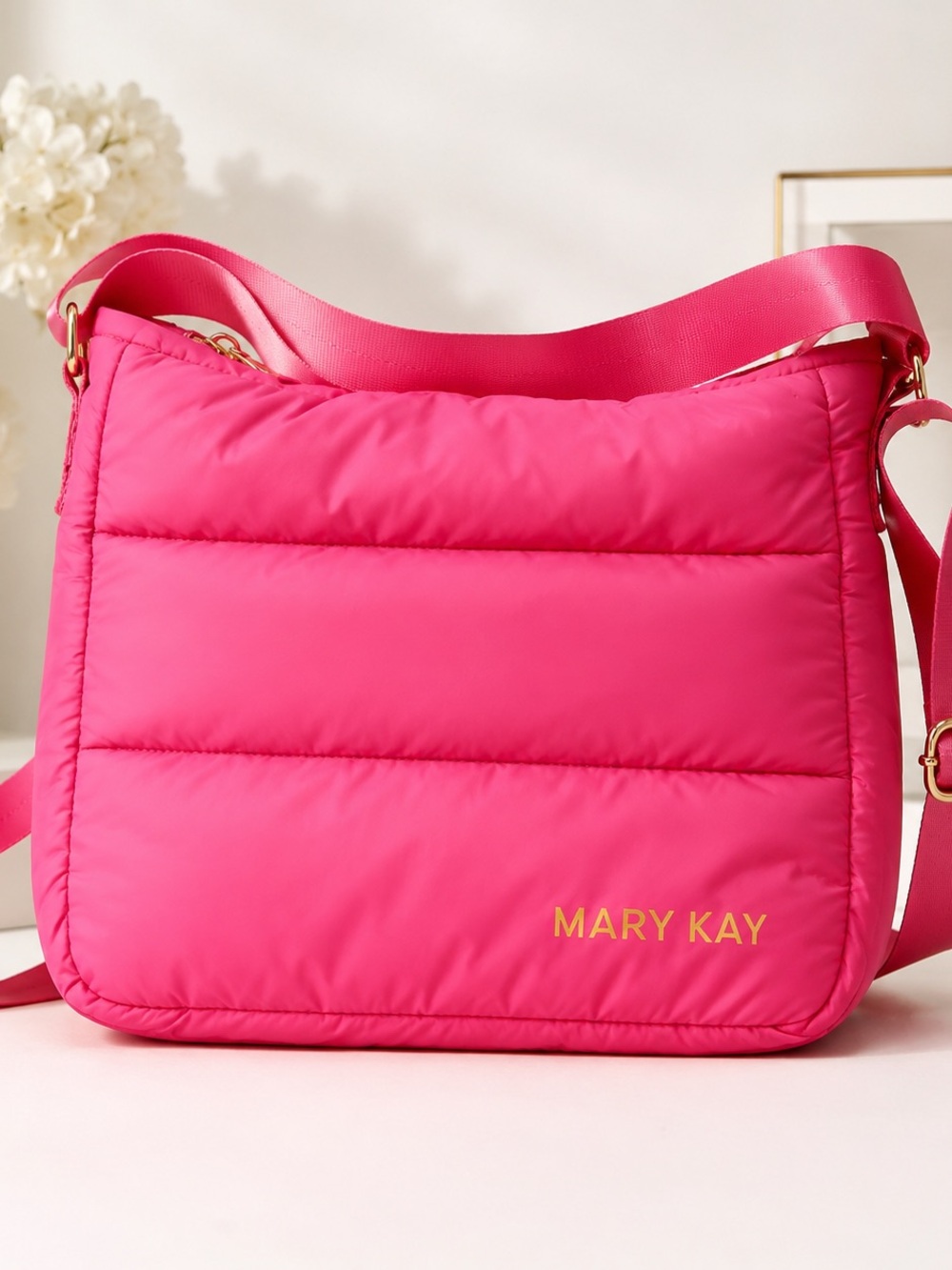 Mary Kay Hot Pink Quilted Crossbody Shoulder Bag